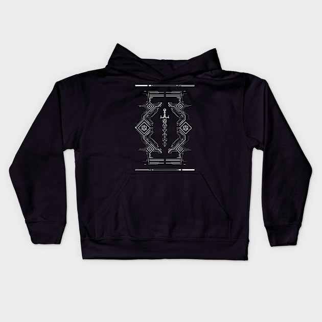 Futuristic Polyhedral Dice Sword and D20 Dice Critical Hit Fail Kids Hoodie by pixeptional